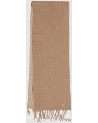 Reiss Picton - Camel Cashmere Blend Scarf - Natural