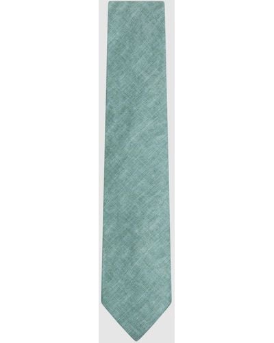 Reiss Vitali - Pistachio Melange Linen Tie, One - Green