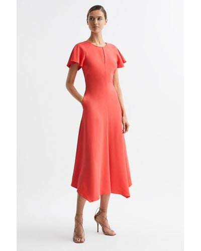 Reiss Eleni - Coral Petite Cap Sleeve Maxi Dress, Us 6 - Red