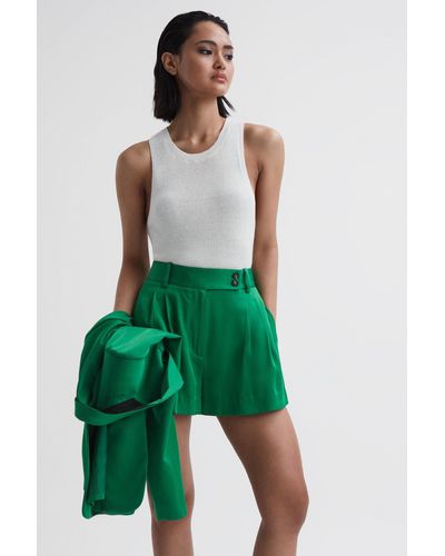 Reiss Sofie - Green Mid Rise Tailored Shorts, Us 6