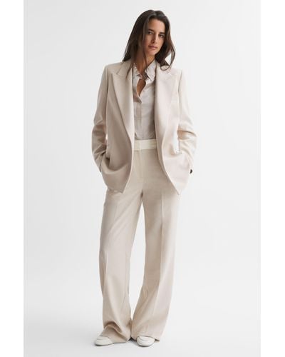 Reiss Maya - Neutral Tailored Fit Single Breasted Suit Blazer - Pink