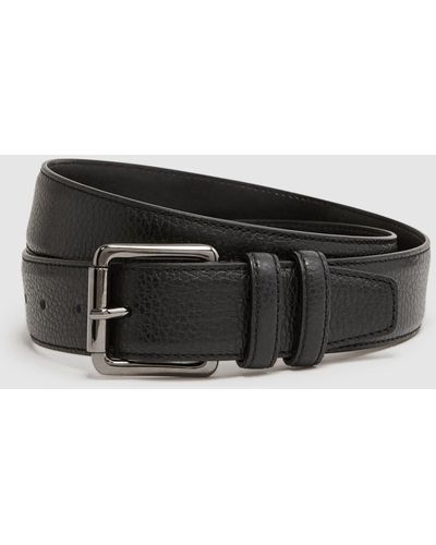 Reiss Lucas - Black Grained Leather Belt, 38