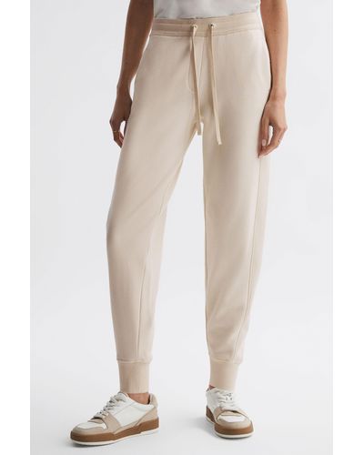 Reiss Bronte - Ivory Cotton Drawstring Cuffed Sweatpants - Natural