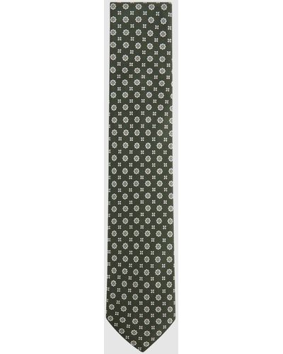 Reiss Budelli - Olive Silk Floral Medallion Tie, One - Green