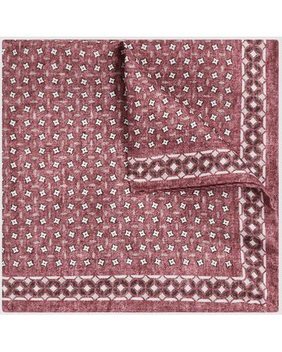 Reiss Nicolo - Dusty Rose Silk Floral Print Pocket Square, One - Pink
