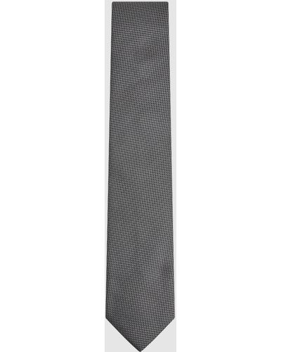 Reiss Ceremony - Charcoal Textured Silk Blend Tie, One - Gray