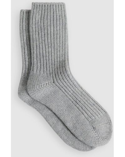 Reiss Carmen - Gray Wool Blend Ribbed Socks, Uk 3-5