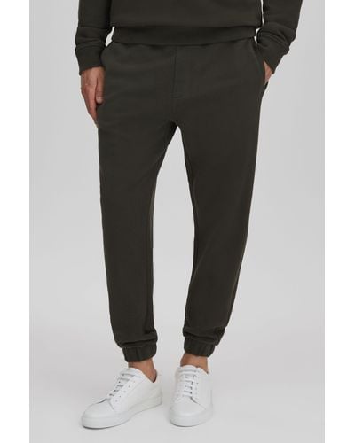 Reiss Ali - Khaki Fleece Lined Cotton Sweatpants - Black