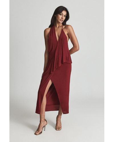 Reiss Xena - Dark Red Strappy Open Back Cocktail Dress, Us 4