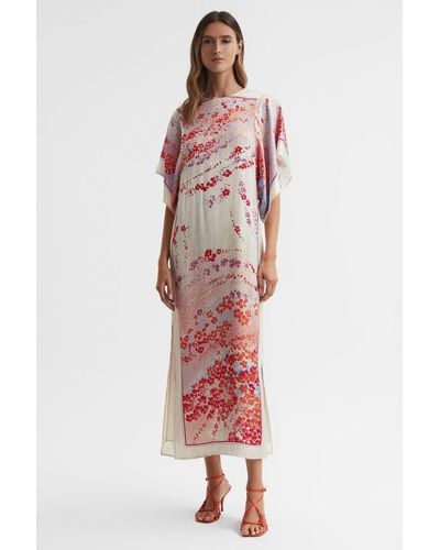 Reiss Lydia Scarf-print Belted-waist Woven Maxi Dress - Red
