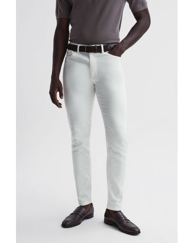 Reiss Dover - White Slim Fit Brushed Jeans, 32