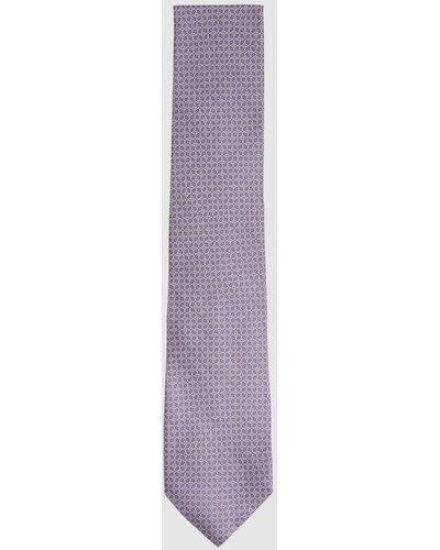 Reiss Como - Orchid Silk Geometric Print Tie, One - Purple