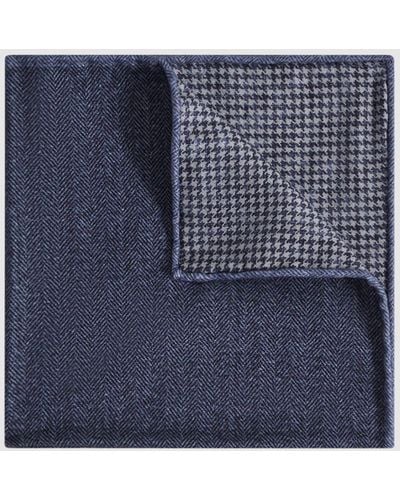 Reiss Pelagie - Airforce Blue Cotton Reversible Pocket Square