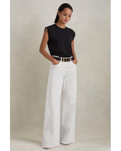 Reiss Maize - White Flared Side Seam Jeans