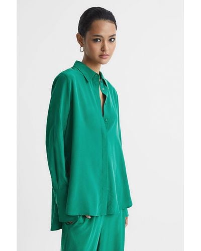 Reiss Kia - Green Silk Shirt, Us 6