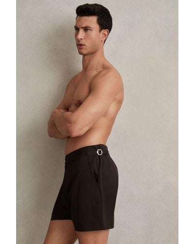 Reiss Sun - Chocolate Side Adjuster Swim Shorts, Xxl - Brown