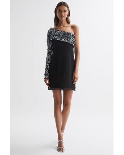 Reiss Karlyn - Black Halston Half Sequin Mini Dress