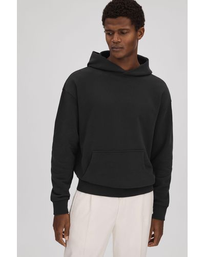 Reiss Alexander - Washed Black Casual Fit Cotton Hoodie, S