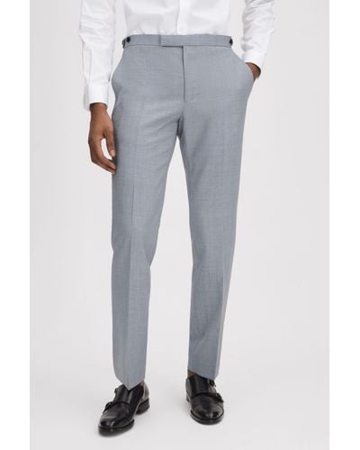 Reiss Dandy - Soft Blue Slim Fit Wool Adjuster Pants