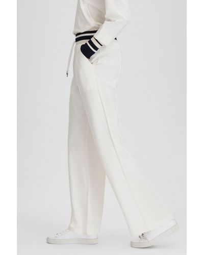 Reiss Lexi - Navy/ivory Striped Drawstring Waistband Sweatpants - White