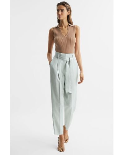 Reiss Mylie - Mint Mylie Tapered High Rise Pants, Us 0 - Green