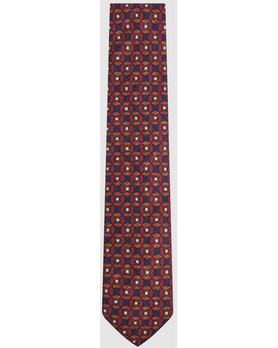 Reiss Capri - Navy/red Silk Geometric Design Tie, One - Purple