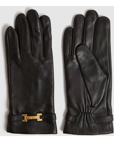 Reiss Harriet - Black Leather Hardware Gloves