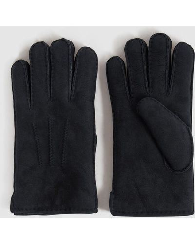 Reiss Aragon - Black Suede Shearling Gloves