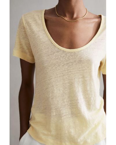 Reiss Frances - Lemon Frances Linen Scoop Neck T-shirt, S - Natural