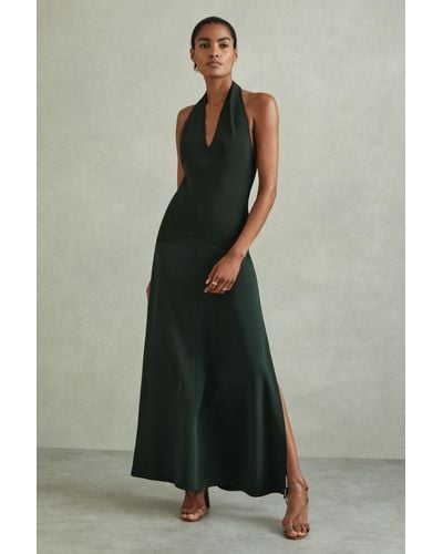 Reiss Rene - Green Hybrid Knit Midi Dress, S