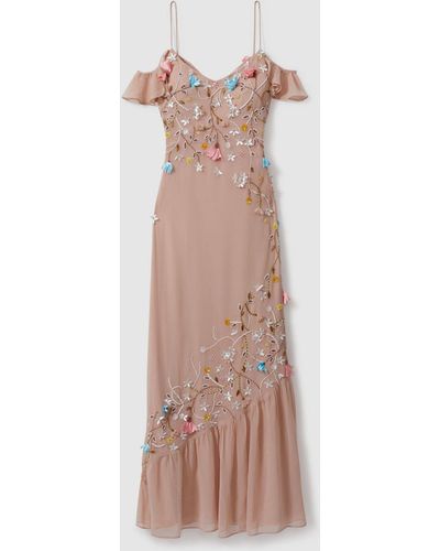 Raishma Embellished Floral Maxi Dress - Pink