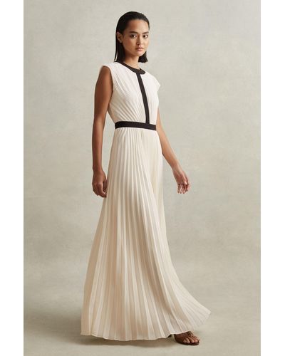 Reiss Harley - White Pleated Maxi Dress - Natural