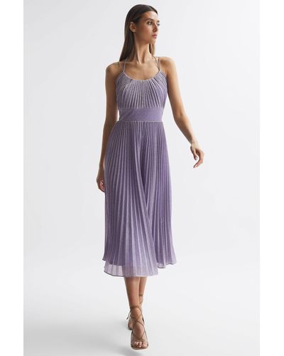 Reiss Evelia - Halston Shimmer Pleated Midi Dress, Us 2 - Purple