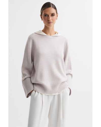 Reiss Laura - Charcoal Laura Wool-cashmere Casual Fit Sweater, S - White