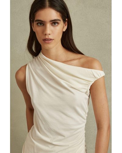 Reiss Dylan - Ivory Ruched Off-the-shoulder Top - Natural