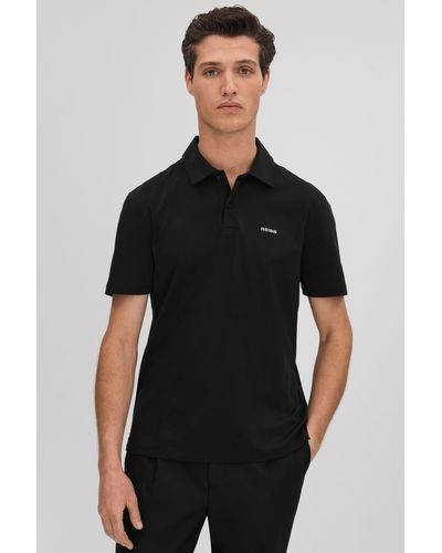 Reiss Owens - Black Slim Fit Cotton Polo Shirt