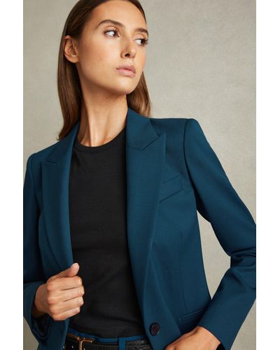 Reiss Jade - Teal Petite Tailored Single Breasted Suit Blazer, 10 - Blue