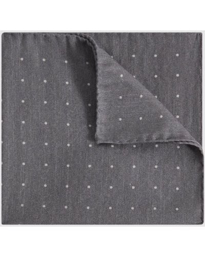 Reiss Tuscan - Soft Gray Cotton-wool Polka Dot Pocket Square