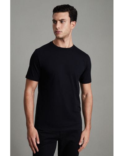 Reiss Bless - Black Cotton Crew Neck T-shirt, S
