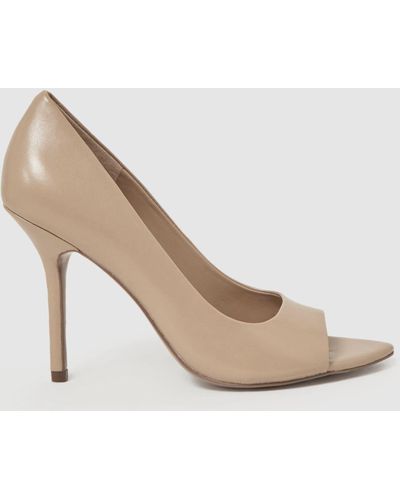 Reiss Isla - Nude Peep Toe Pointed Court Shoes - Natural