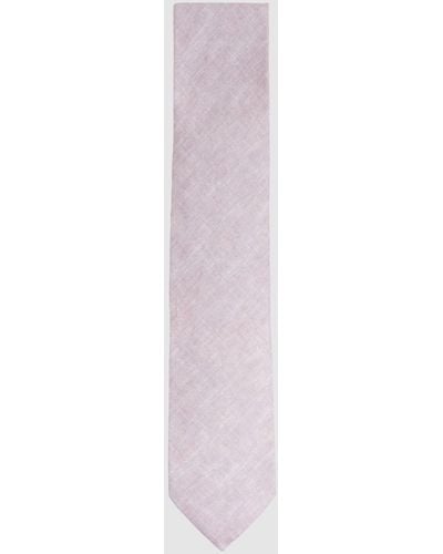Reiss Vitali - Soft Rose Linen Tie, One - Pink