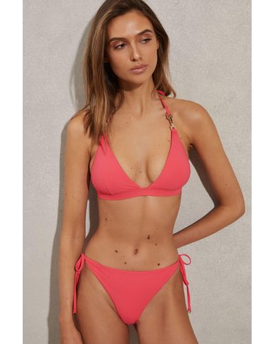 Reiss Riah - Coral Triangle Halter Neck Bikini Top, Us 8 - Red