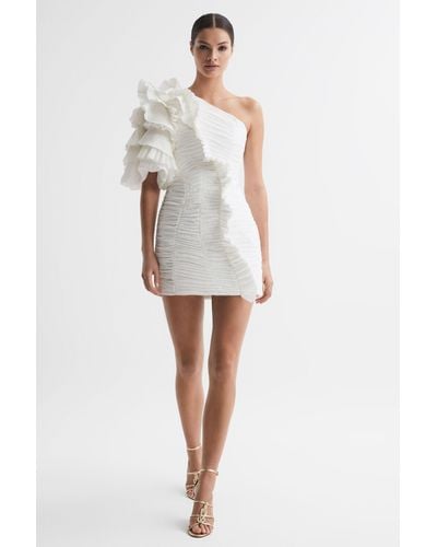 Acler One-shoulder Ruffle Mini Dress - White