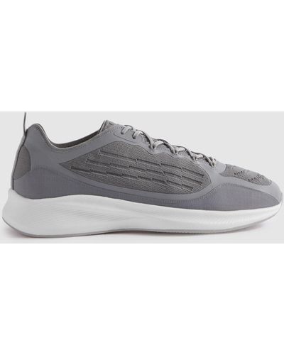 Reiss Adison - Gray Hybrid Knit Running Sneakers