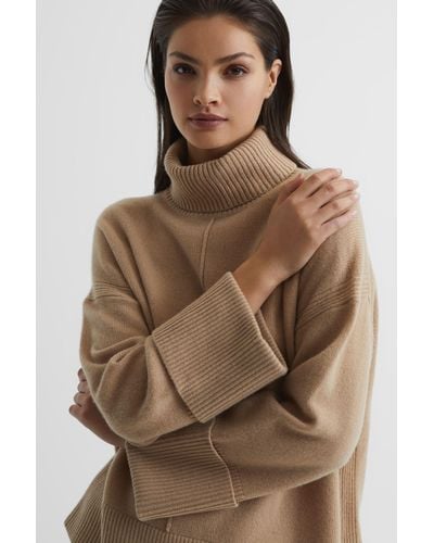 Reiss Sarah - Camel Wool-cashmere Roll Neck Sweater, S - Brown