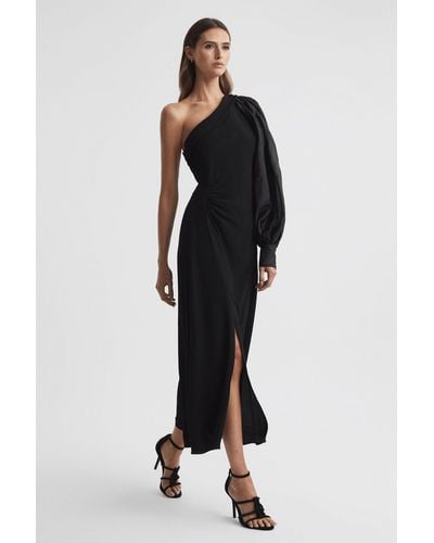 Reiss Maeve Sheer Exaggerated Dress - Black
