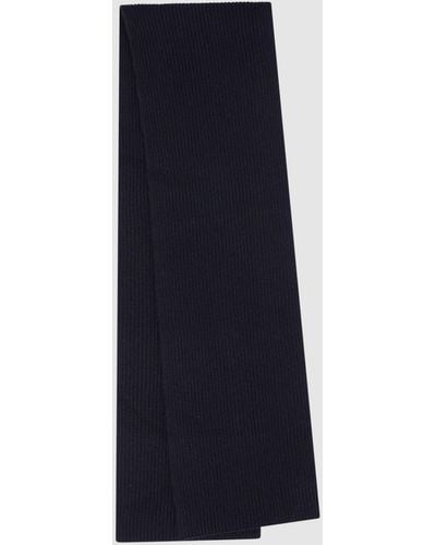Reiss Alderny - Navy Cashmere Ribbed Scarf, One - Blue