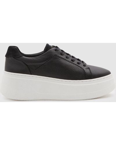 Reiss Connie - Black Platform Leather Sneakers