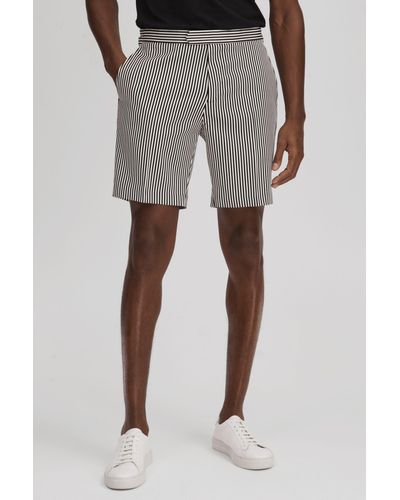 Reiss Stream - Black/white Striped Adjuster Shorts - Gray