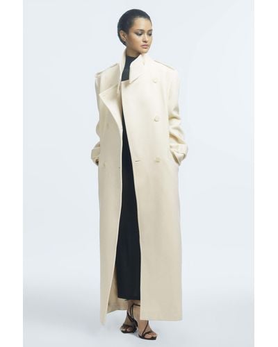 Reiss Taylor - Atelier Oversized Wool Double Breasted Long Coat - White